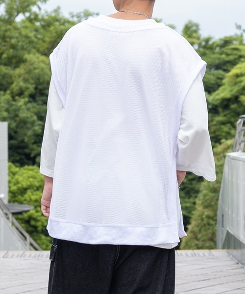 PairPair(ペアペア)の「メッシュレイヤードベスト(ユニセックス)(ベスト・レディース・ホワイト/ブラック・FREE)」の12枚目の写真