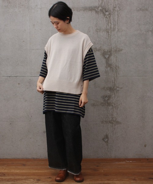 aimer le mieux（エメルミュー）の「aimer リネン混　サイド釦ベスト（ニット/セーター・レディース・ブラック/グレー/アイボリー・FREE）」の14枚目の写真