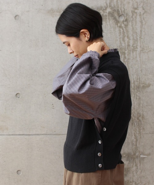 aimer le mieux（エメルミュー）の「aimer リネン混　サイド釦ベスト（ニット/セーター・レディース・ブラック/グレー/アイボリー・FREE）」の22枚目の写真