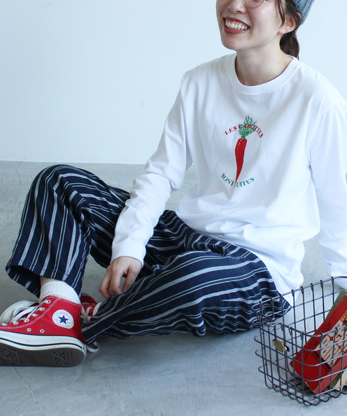 PAR ICI（パーリッシィ）の「【WEB別注カラー】冬野菜プリント ロンT（Tシャツ/カットソー・レディース・オフホワイト/ブラウン/レッド・FREE）」の11枚目の写真