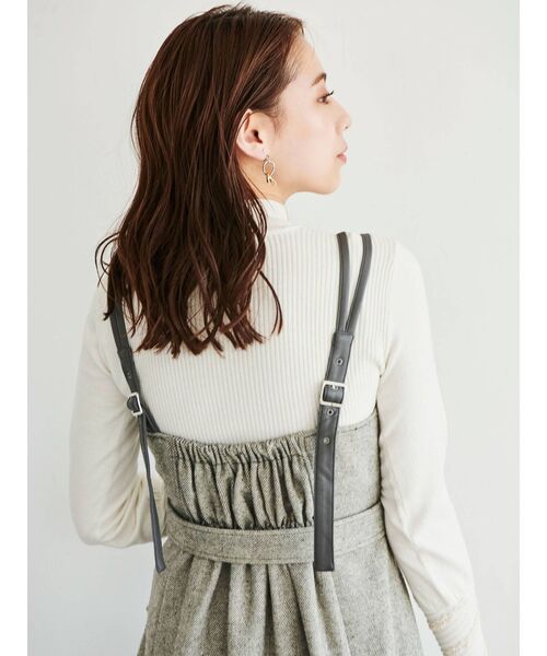 dazzlin（ダズリン）の「ヘリンボーンレザーコンビジャンスカ（ワンピース・レディース・グレー/ブラウン・SMALL/MEDIUM）」の5枚目の写真