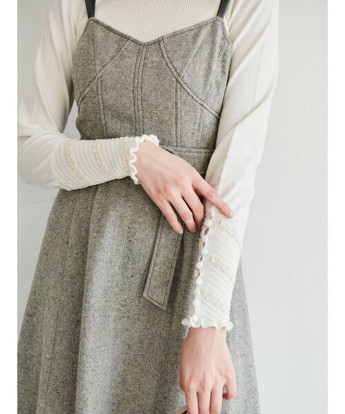 dazzlin（ダズリン）の「ヘリンボーンレザーコンビジャンスカ（ワンピース・レディース・グレー/ブラウン・SMALL/MEDIUM）」の6枚目の写真