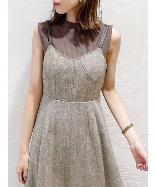 dazzlin（ダズリン）の「ヘリンボーンレザーコンビジャンスカ（ワンピース・レディース・グレー/ブラウン・SMALL/MEDIUM）」の20枚目の写真