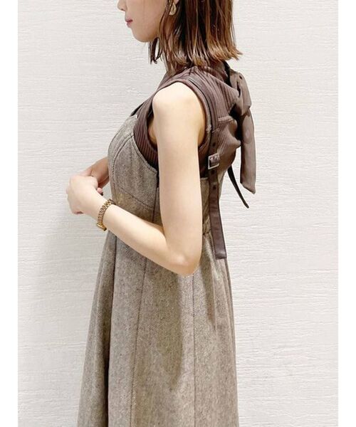 dazzlin（ダズリン）の「ヘリンボーンレザーコンビジャンスカ（ワンピース・レディース・グレー/ブラウン・SMALL/MEDIUM）」の21枚目の写真