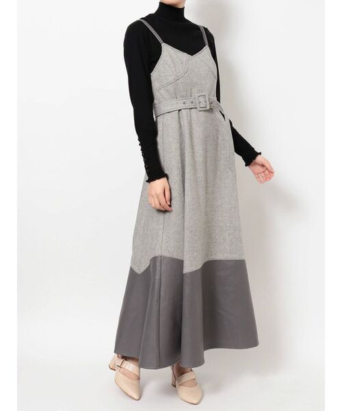dazzlin（ダズリン）の「ヘリンボーンレザーコンビジャンスカ（ワンピース・レディース・グレー/ブラウン・SMALL/MEDIUM）」の17枚目の写真