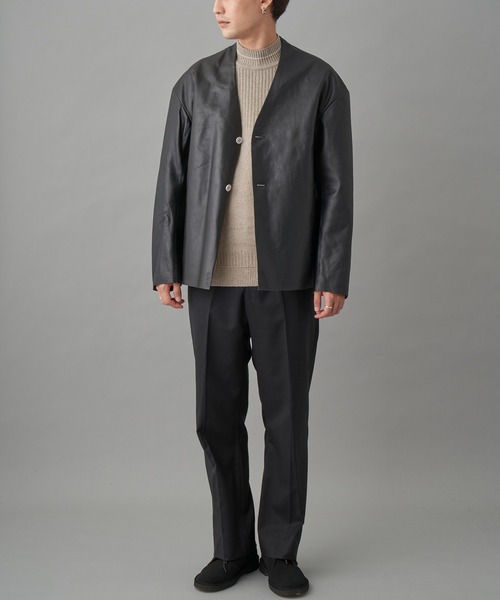 S*u様 GAP dead stock short ma-1 leather b ssstein LEATHER ZIP SHORT JACKET・BLACK - tity