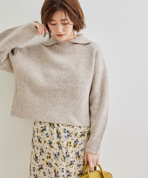 ROPE' PICNIC（ロペピクニック）の「Coffeeニット衿付きショートプルオーバー（ニット/セーター・レディース・ダークブラウン/ベージュ系その他/ブルー系その他4/ピンク系その他2・38）」の3枚目の写真