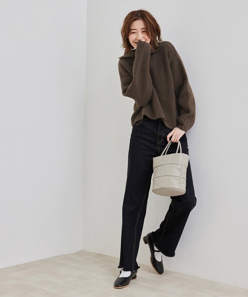 ROPE' PICNIC（ロペピクニック）の「Coffeeニット衿付きショートプルオーバー（ニット/セーター・レディース・ダークブラウン/ベージュ系その他/ブルー系その他4/ピンク系その他2・38）」の10枚目の写真