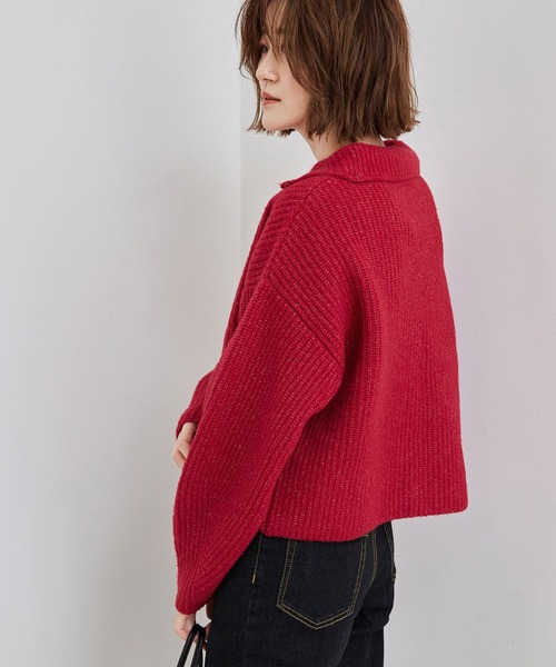 ROPE' PICNIC（ロペピクニック）の「Coffeeニット衿付きショートプルオーバー（ニット/セーター・レディース・ダークブラウン/ベージュ系その他/ブルー系その他4/ピンク系その他2・38）」の21枚目の写真