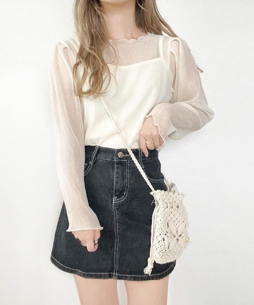 archives（アルシーヴ）の「肩タック楊柳ブラウス（Tシャツ/カットソー・レディース・ブラック/アイボリー/ブルーグレー/モカ/オフホワイト・MEDIUM）」の3枚目の写真