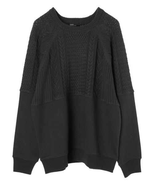 CRAFT STANDARD BOUTIQUE（クラフトスタンダードブティック）の「ニットドッキング裏毛プルオーバー　＊（ニット/セーター・メンズ・ネイビー/グレイッシュベージュ/アイボリー/チャコールグレー・M/LL/L）」の6枚目の写真