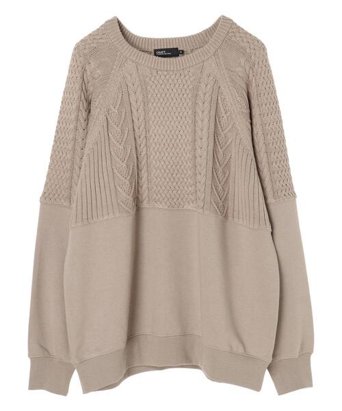 CRAFT STANDARD BOUTIQUE（クラフトスタンダードブティック）の「ニットドッキング裏毛プルオーバー　＊（ニット/セーター・メンズ・ネイビー/グレイッシュベージュ/アイボリー/チャコールグレー・M/LL/L）」の7枚目の写真