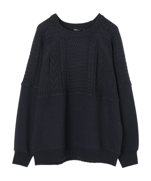 CRAFT STANDARD BOUTIQUE（クラフトスタンダードブティック）の「ニットドッキング裏毛プルオーバー　＊（ニット/セーター・メンズ・ネイビー/グレイッシュベージュ/アイボリー/チャコールグレー・M/LL/L）」の4枚目の写真