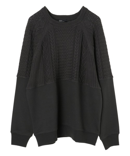 CRAFT STANDARD BOUTIQUE（クラフトスタンダードブティック）の「ニットドッキング裏毛プルオーバー　＊（ニット/セーター・メンズ・ネイビー/グレイッシュベージュ/アイボリー/チャコールグレー・M/LL/L）」の2枚目の写真