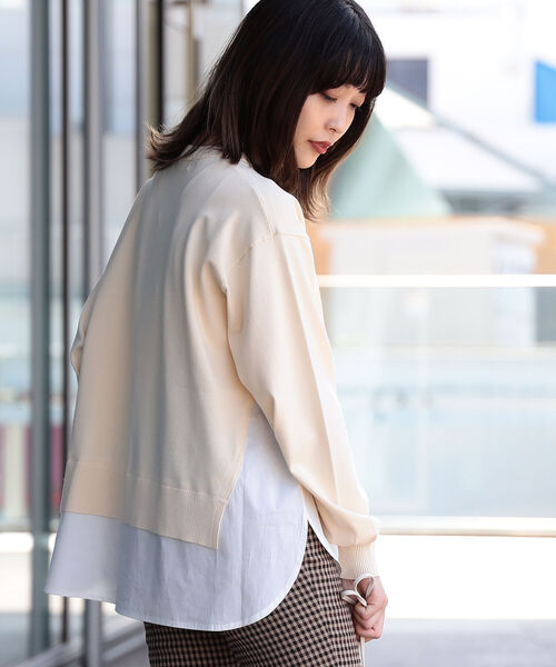 Ray BEAMS(レイビームス)の「Ray BEAMS / 裾キリカエ クルーネック ニット(ニット/セーター・レディース・ナチュラル/ブラック・ONE SIZE)」の6枚目の写真