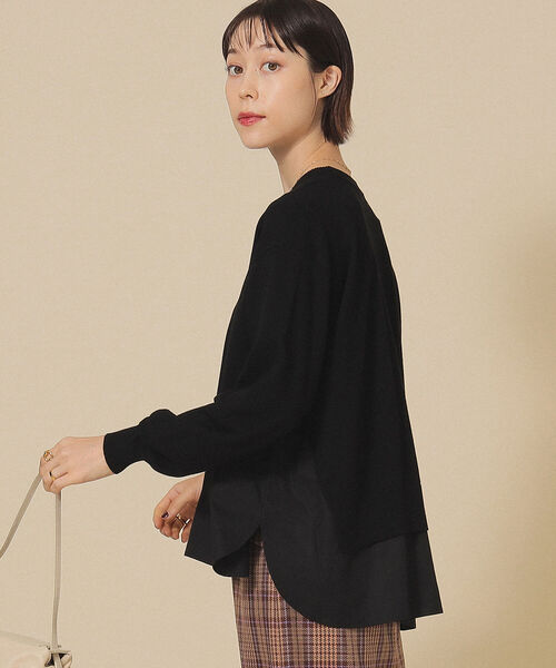 Ray BEAMS(レイビームス)の「Ray BEAMS / 裾キリカエ クルーネック ニット(ニット/セーター・レディース・ナチュラル/ブラック・ONE SIZE)」の11枚目の写真