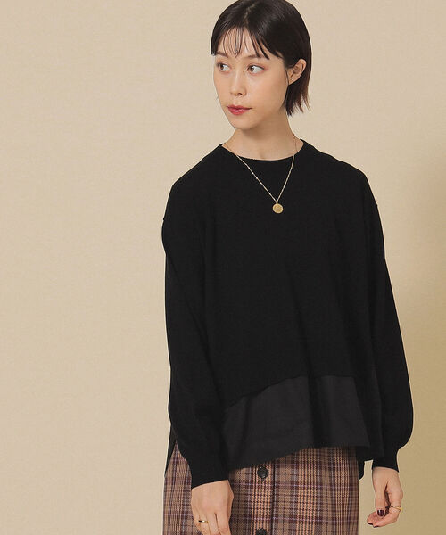 Ray BEAMS(レイビームス)の「Ray BEAMS / 裾キリカエ クルーネック ニット(ニット/セーター・レディース・ナチュラル/ブラック・ONE SIZE)」の12枚目の写真