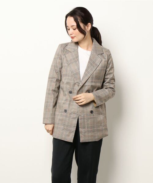 Ritzy(リッツィー)の「チェックダブルジャケット(テーラードジャケット・レディース・ブラウン・M/L/XL)」の7枚目の写真