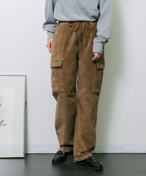 FIVE BROTHER（ファイブブラザー）の「FIVE BROTHERS/ファイブブラザーズ ベロアパンツ（カーゴパンツ・メンズ・ブラック/ブラウン/ネイビー・L/M）」の2枚目の写真