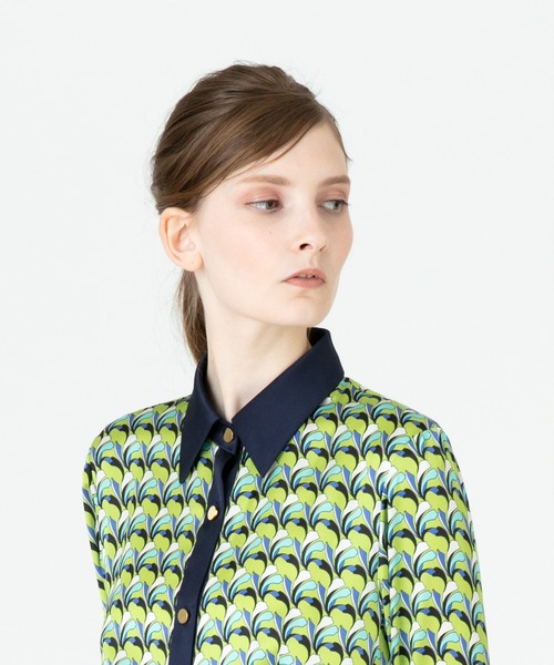 【美品】アルアバイル-allureville-ジオメトリックプリントワンピース モダンジオメトリックプリントワンピース|allureville OFFICIAL