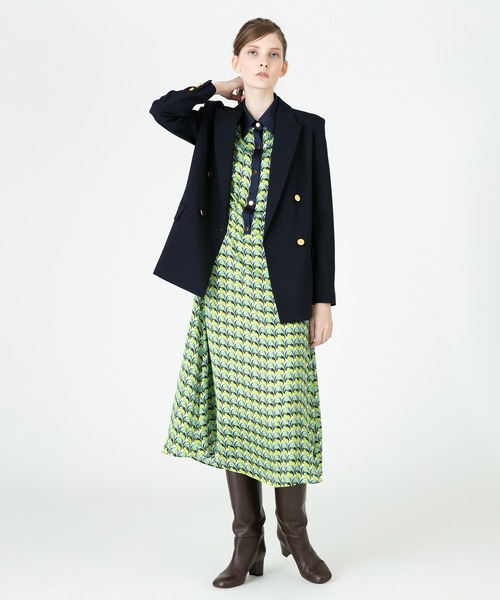 【美品】アルアバイル-allureville-ジオメトリックプリントワンピース allureville ワンピース ジオメトリックSAFARIドレス : ZOZOTOWN