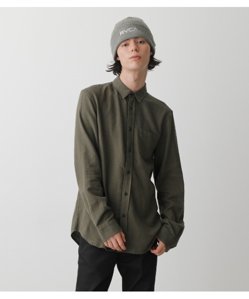 AZUL by moussy（アズールバイマウジー）の「WINTER LINEN BASIC SHIRT（シャツ/ブラウス・メンズ・ベージュ/カーキ/ブラック系その他・SMALL/MEDIUM/LARGE）」の3枚目の写真