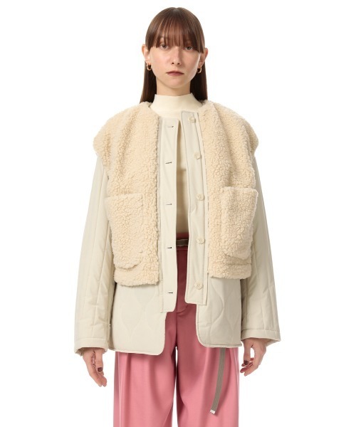 ジャケット・アウター BOA VEST LAYERED DOWN COAT SLY（スライ）の「BOA VEST LAYERED DOWN COAT ボア ベスト