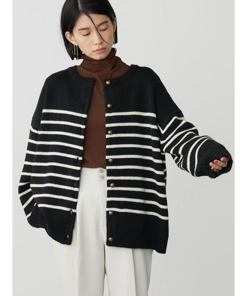 ADAM ET ROPE' MIXボーダー2WAYカーディガン ADAM ET ROPE'（アダムエロペ）の「【ZOZO限定】MIXボーダー2WAY