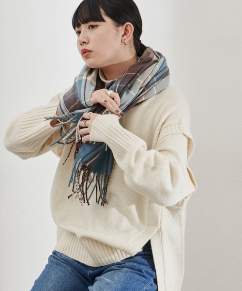 Aunt Marie's（アントマリーズ）の「チェック柄大判ストール（ストール/ショール・レディース・ブラック/ブルー・FREE）」の11枚目の写真