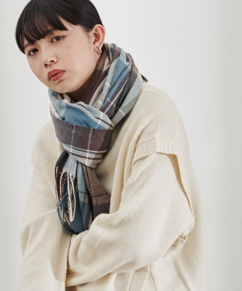 Aunt Marie's（アントマリーズ）の「チェック柄大判ストール（ストール/ショール・レディース・ブラック/ブルー・FREE）」の9枚目の写真