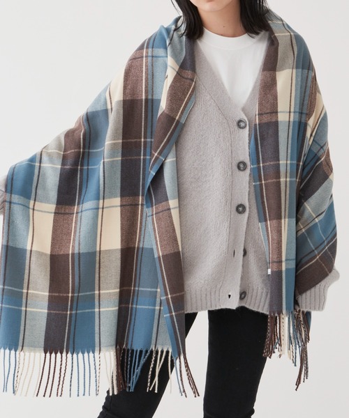 Aunt Marie's（アントマリーズ）の「チェック柄大判ストール（ストール/ショール・レディース・ブラック/ブルー・FREE）」の14枚目の写真