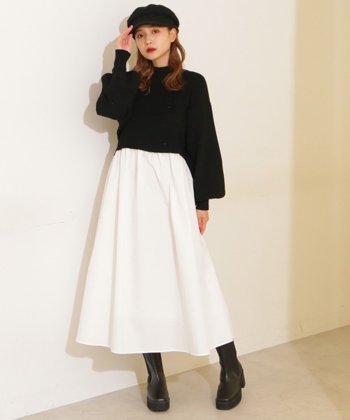 FREE'S MART（フリーズマート）の「◆シャツドッキングニットワンピース（ワンピース・レディース・ブラック/グレー・FREE）」の2枚目の写真