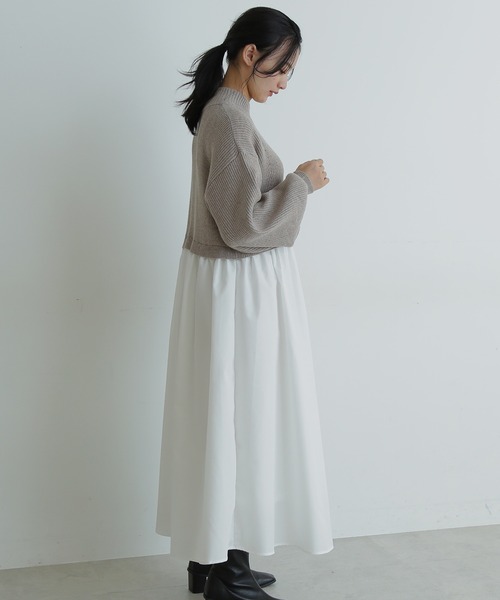 FREE'S MART（フリーズマート）の「◆シャツドッキングニットワンピース（ワンピース・レディース・ブラック/グレー・FREE）」の3枚目の写真