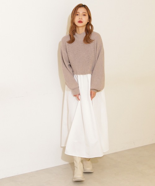 FREE'S MART（フリーズマート）の「◆シャツドッキングニットワンピース（ワンピース・レディース・ブラック/グレー・FREE）」の8枚目の写真