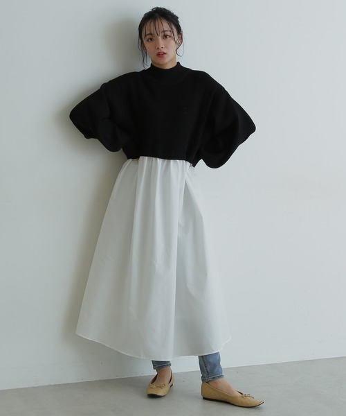 FREE'S MART（フリーズマート）の「◆シャツドッキングニットワンピース（ワンピース・レディース・ブラック/グレー・FREE）」の9枚目の写真