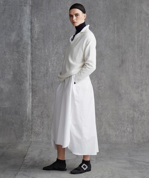 Drawer(ドゥロワー)の「<Drawer(ドゥロワー)> 7Gカシミヤコットン天竺編みVネックニット(ニット/セーター・レディース・ホワイト/ベージュ・1/2)」の3枚目の写真