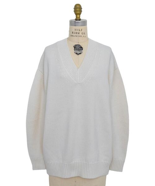 Drawer(ドゥロワー)の「<Drawer(ドゥロワー)> 7Gカシミヤコットン天竺編みVネックニット(ニット/セーター・レディース・ホワイト/ベージュ・1/2)」の11枚目の写真