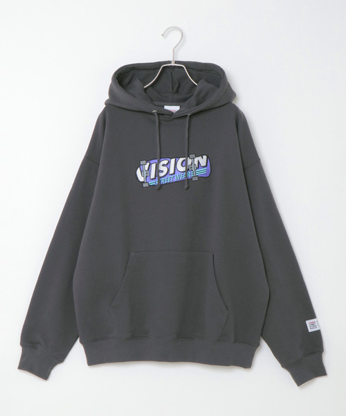 VISION STREET WEAR(ヴィジョンストリートウェア)の「VISION STREET WEAR ビジョンストリートウエア スケボー刺繍パーカー(パーカー・メンズ・チャコールグレー/オフホワイト/バイオレット・M/L)」の4枚目の写真