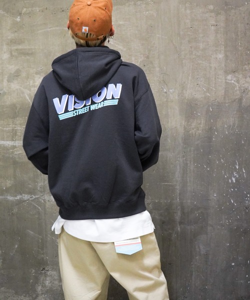 VISION STREET WEAR(ヴィジョンストリートウェア)の「VISION STREET WEAR ビジョンストリートウエア スケボー刺繍パーカー(パーカー・メンズ・チャコールグレー/オフホワイト/バイオレット・M/L)」の9枚目の写真