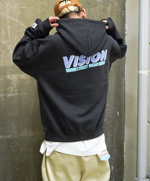 VISION STREET WEAR(ヴィジョンストリートウェア)の「VISION STREET WEAR ビジョンストリートウエア スケボー刺繍パーカー(パーカー・メンズ・チャコールグレー/オフホワイト/バイオレット・M/L)」の7枚目の写真