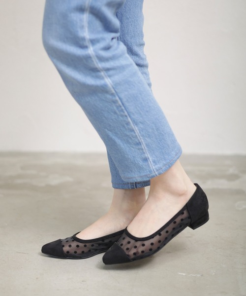 SESTO（セスト）の「ドットチュールローヒールポインテッドトゥパンプス（パンプス・レディース・ブラック・23.0cm/24.0cm/22.5cm/25.0cm/24.5cm/23.5cm）」の11枚目の写真