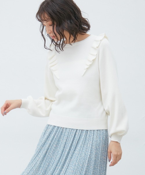 Honeys（ハニーズ）の「フリルトップス（ニット/セーター・レディース・ブラック/オリーブ/アイボリー/杢グレー/ピンク系その他・S/M/L）」の7枚目の写真