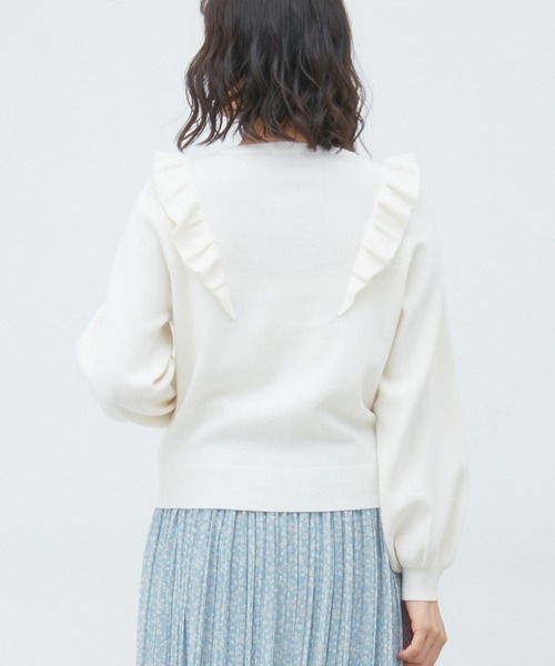 Honeys（ハニーズ）の「フリルトップス（ニット/セーター・レディース・ブラック/オリーブ/アイボリー/杢グレー/ピンク系その他・S/M/L）」の8枚目の写真