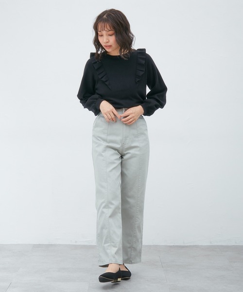 Honeys（ハニーズ）の「フリルトップス（ニット/セーター・レディース・ブラック/オリーブ/アイボリー/杢グレー/ピンク系その他・S/M/L）」の9枚目の写真