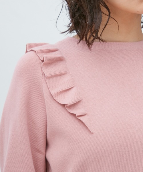 Honeys（ハニーズ）の「フリルトップス（ニット/セーター・レディース・ブラック/オリーブ/アイボリー/杢グレー/ピンク系その他・S/M/L）」の14枚目の写真