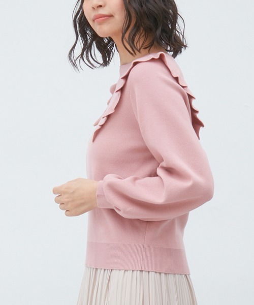 Honeys（ハニーズ）の「フリルトップス（ニット/セーター・レディース・ブラック/オリーブ/アイボリー/杢グレー/ピンク系その他・S/M/L）」の16枚目の写真