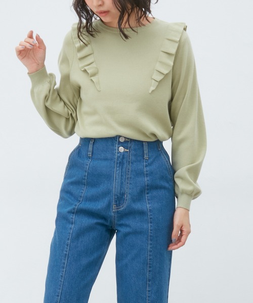 Honeys（ハニーズ）の「フリルトップス（ニット/セーター・レディース・ブラック/オリーブ/アイボリー/杢グレー/ピンク系その他・S/M/L）」の19枚目の写真