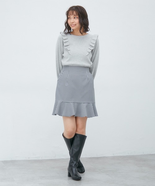 Honeys（ハニーズ）の「フリルトップス（ニット/セーター・レディース・ブラック/オリーブ/アイボリー/杢グレー/ピンク系その他・S/M/L）」の21枚目の写真