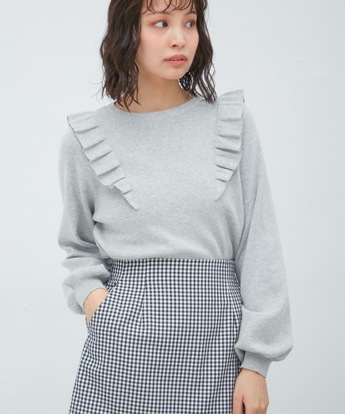 Honeys（ハニーズ）の「フリルトップス（ニット/セーター・レディース・ブラック/オリーブ/アイボリー/杢グレー/ピンク系その他・S/M/L）」の22枚目の写真