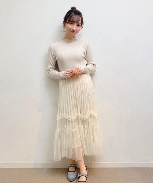 titty&Co. PETIT(ティティアンドコープティ)の「【titty&Co.PETIT】プチチュールリブニットトップス(ニット/セーター・レディース・ホワイト/ベージュ/ブラック・FREE)」の6枚目の写真